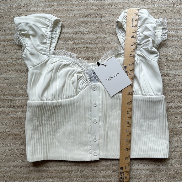 NWT With Jean Remi Milkmaid Top Off Shoulder Crop Top White Size Large - Picture 12 of 16